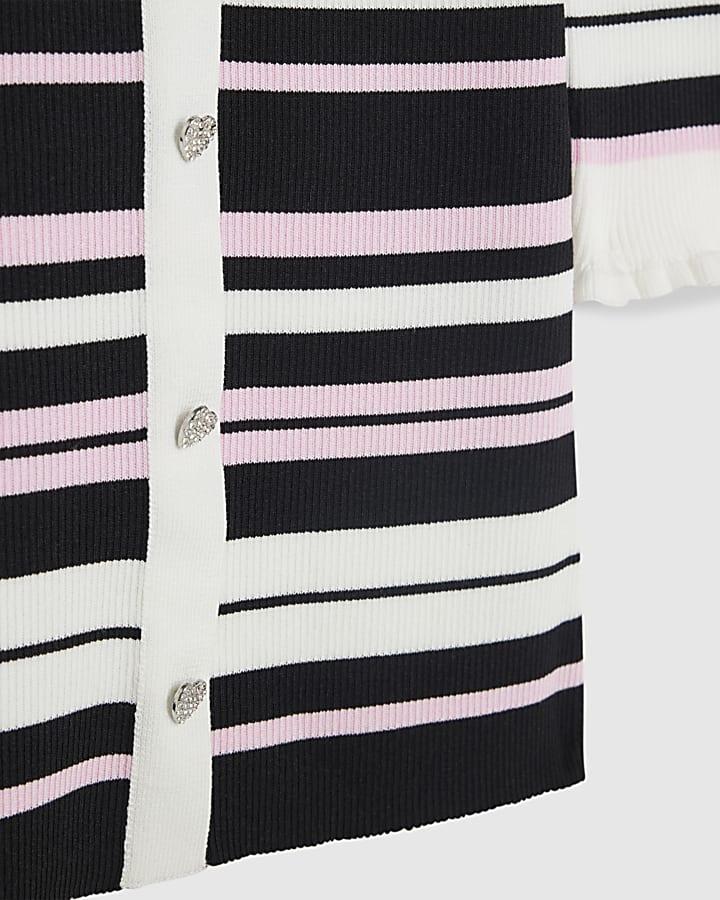 River Island Girls Black Stripe Polo Dress