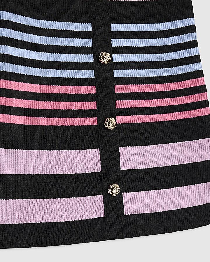 river island Girls Black Stripe Polo Dress