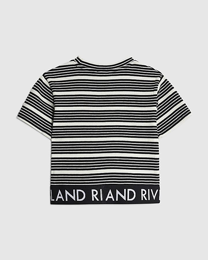 River Island Girls Black Stripe Top