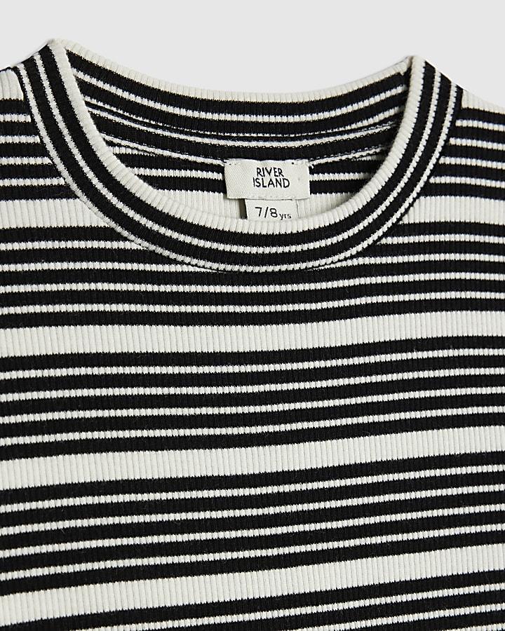 river island Girls Black Stripe Top
