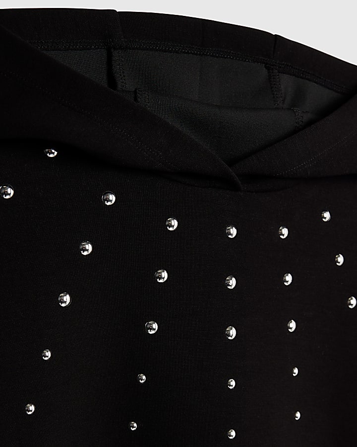 River Island Girls Black Studded Hoodie