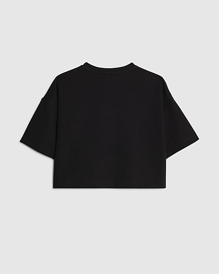 River Island Girls Black Studded T-Shirt