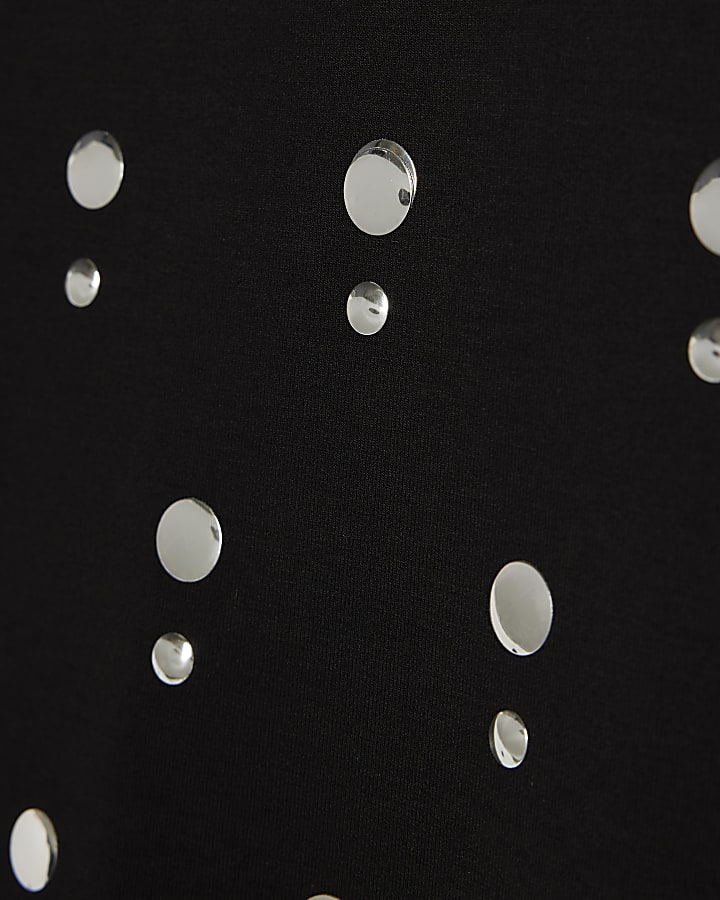 River Island Girls Black Studded T-Shirt