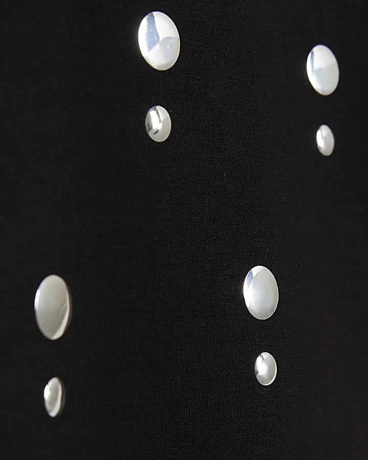 river island Girls Black Studded T-Shirt