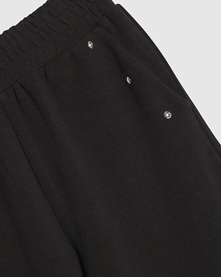 River Island Girls Black Studded Wide Leg Joggers
