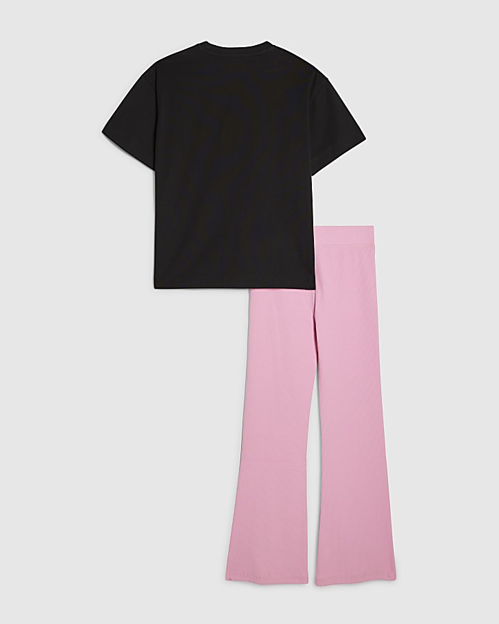 River Island Girls Black T-Shirt And Leggings Set