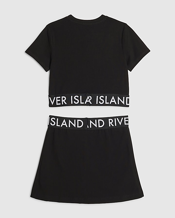 River Island Girls Black T-Shirt And Skort Set