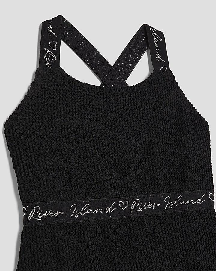 River Island Girls Black Textured Swimsuit
