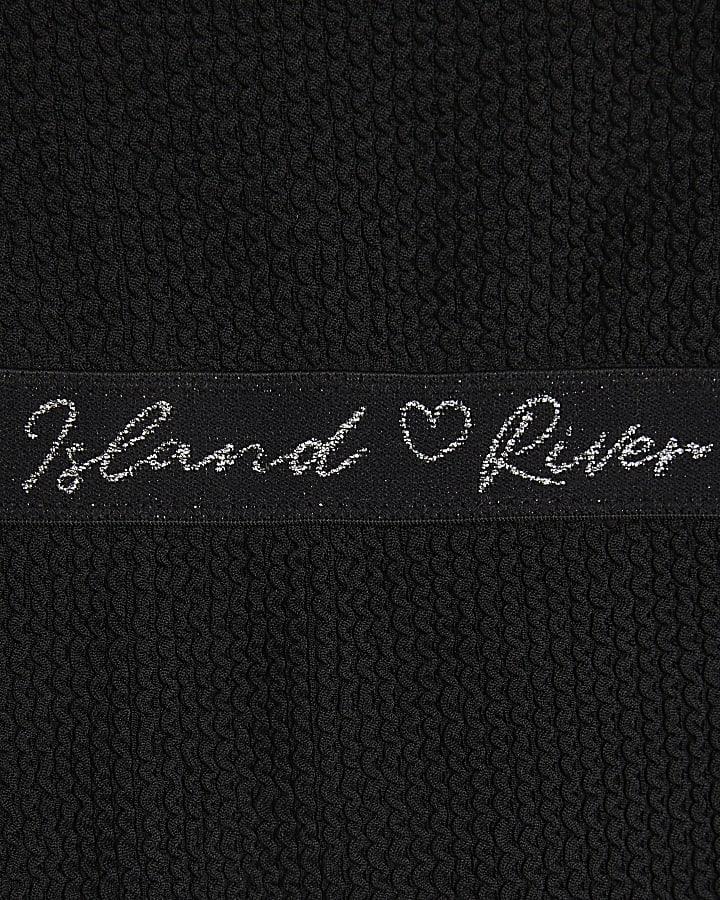 River Island Girls Black Textured Swimsuit