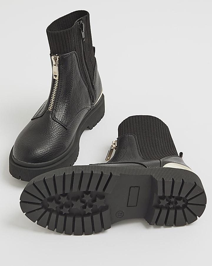 river island Girls Black Zip Front Boots