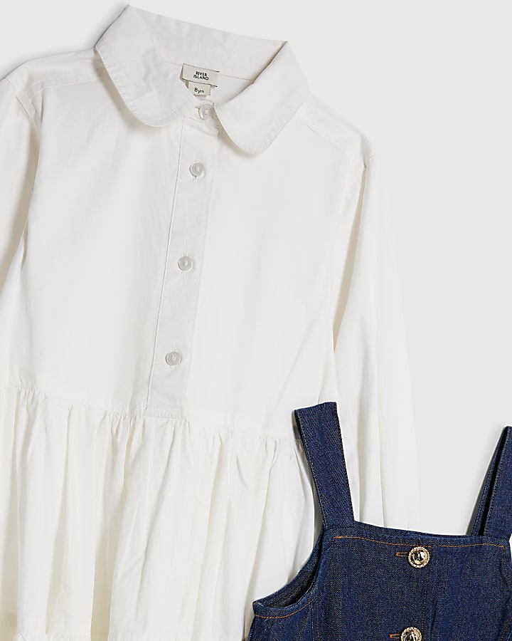 river island Girls Blue 2 in 1 Denim Dress