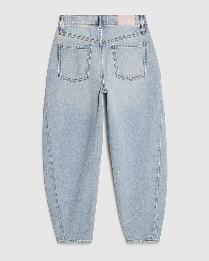 River Island Girls Blue Barrel Leg Jeans