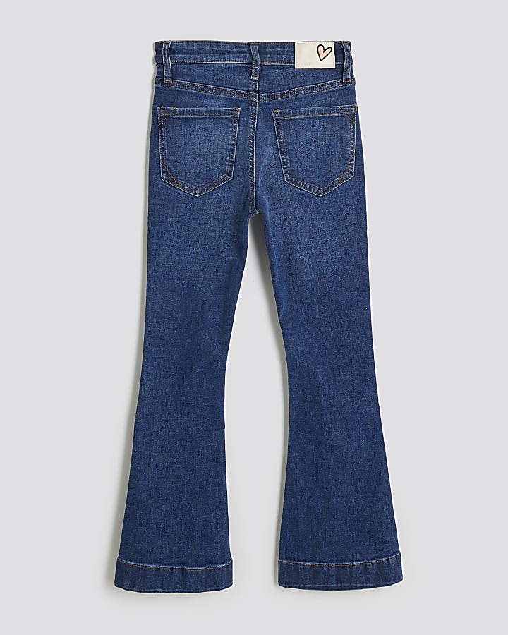 River Island Girls Blue Bow Keyring Flared Jeans