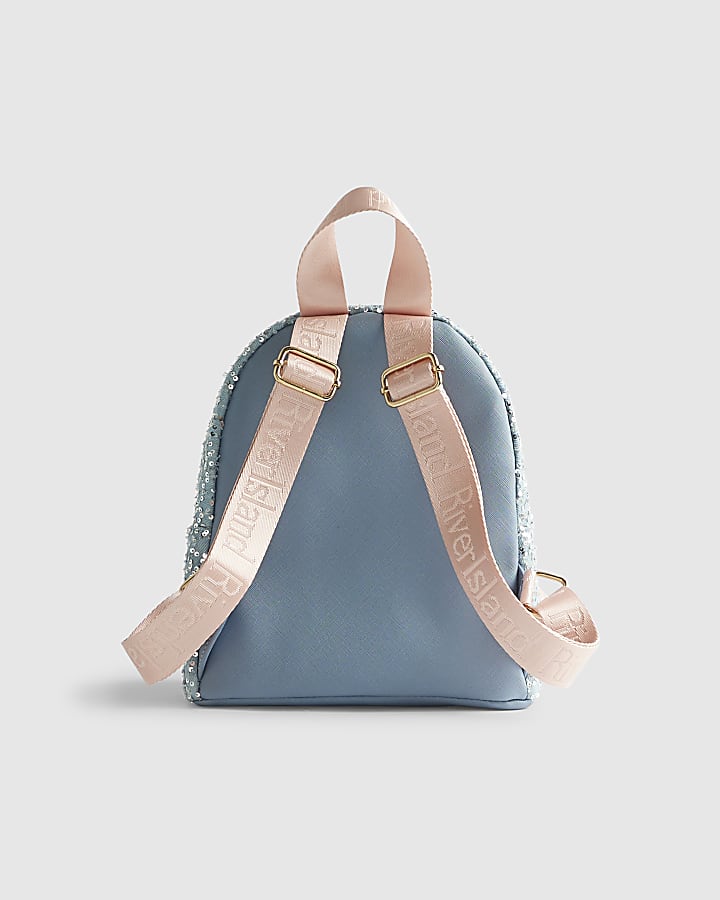 River Island Girls Blue Denim Sequin Backpack