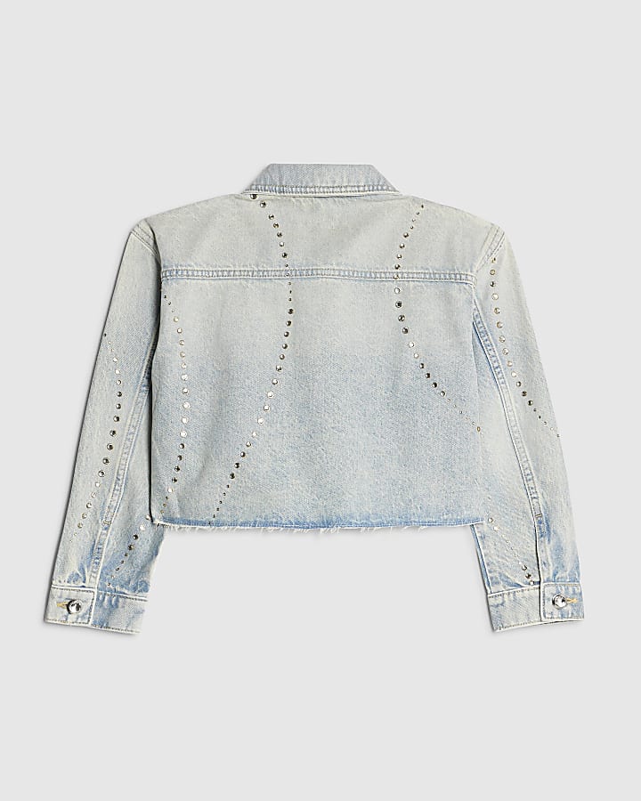 River Island Girls Blue Embellished Denim Jacket