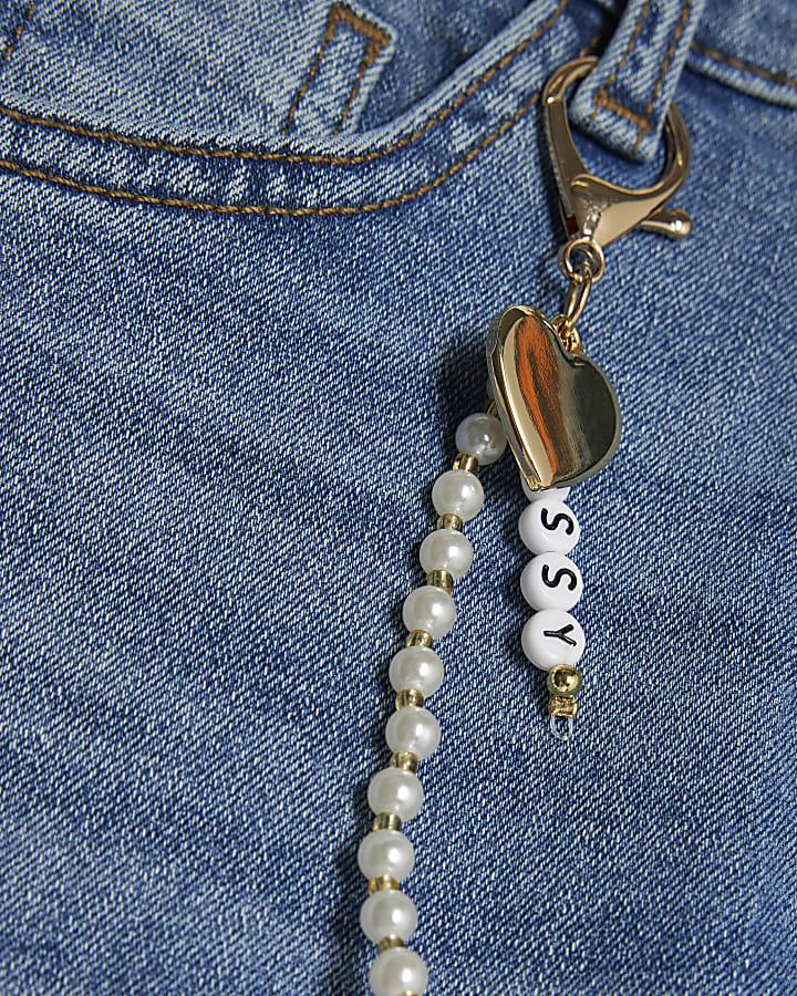 River Island Girls Blue Flared Keyring Jeans