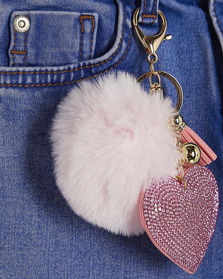 River Island Girls Blue Flared With Pom Jeans