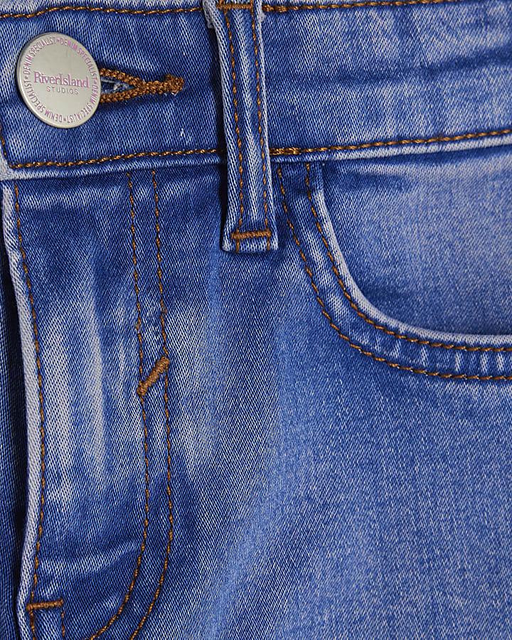 River Island Girls Blue Flared With Pom Jeans