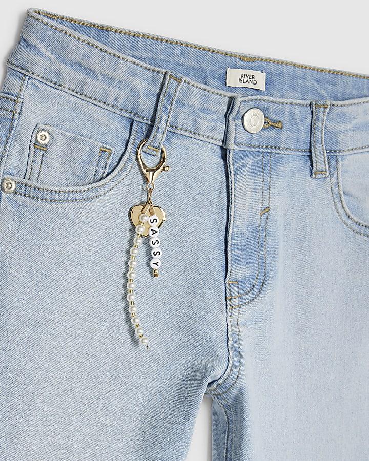 River Island Girls Blue Keychain Flared Jeans