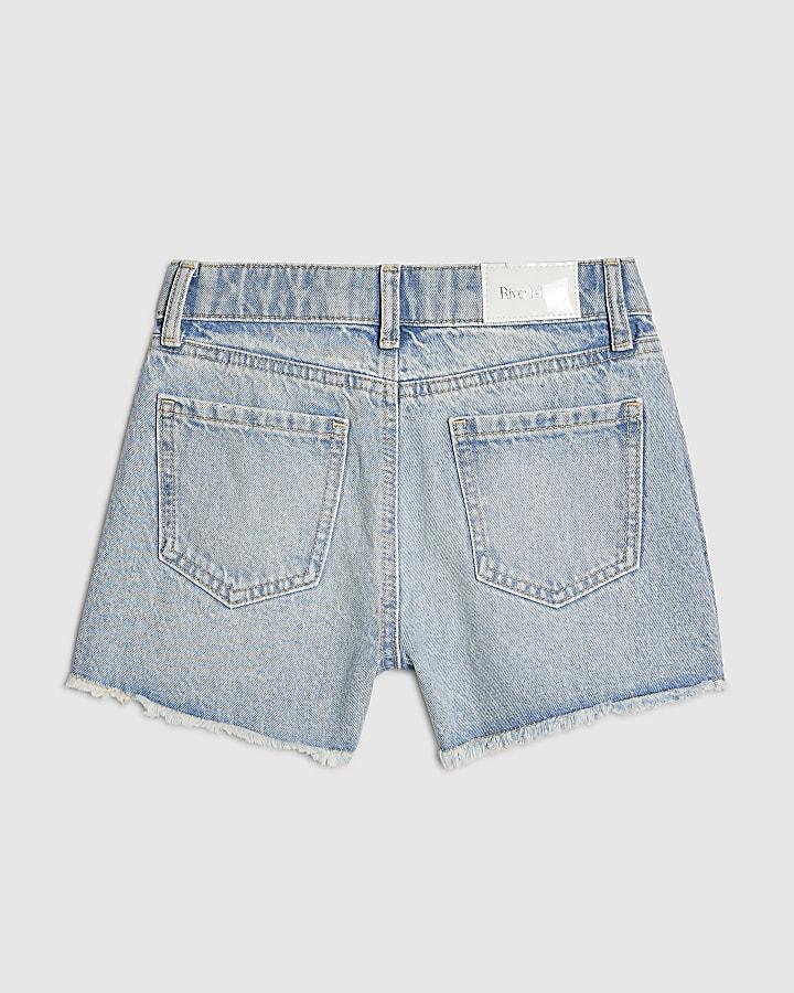 River Island Girls Blue Pearl Denim Shorts