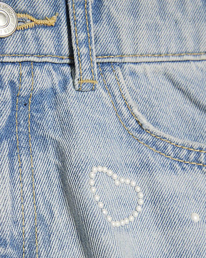 river island Girls Blue Pearl Denim Shorts