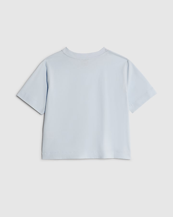 River Island Girls Blue Pearl Totally Chic T-Shirt