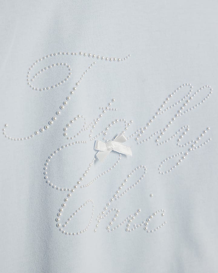 River Island Girls Blue Pearl Totally Chic T-Shirt