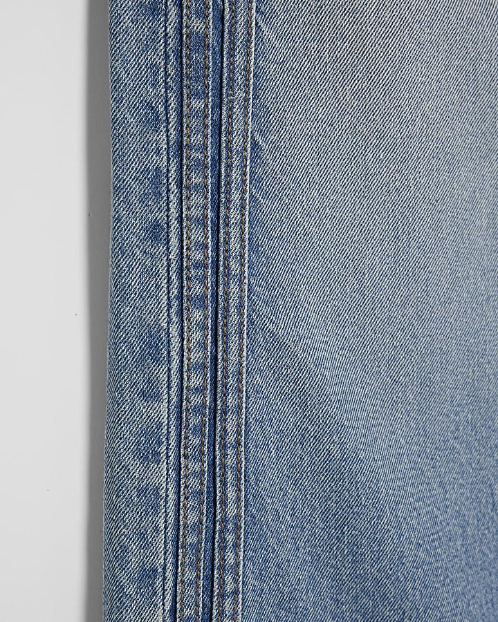 river island Girls Blue Pull On Wide Leg Jeans