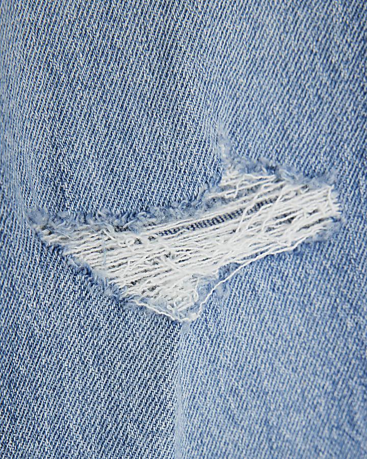 River Island Girls Blue Ripped Straight Jeans