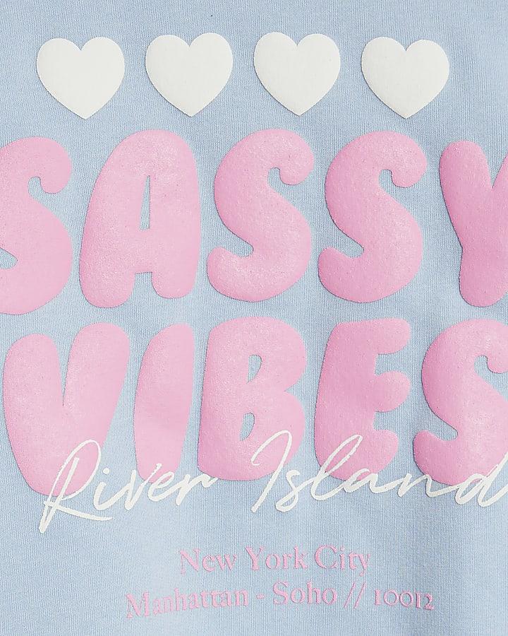 River Island Girls Blue Sassy Vibes Sweatshirt