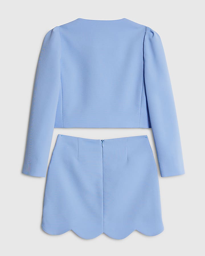 River Island Girls Blue Scallop Skirt Set