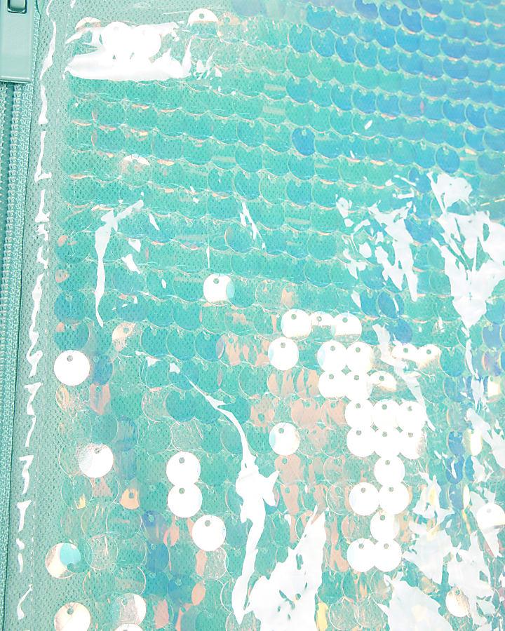 River Island Girls Blue Sequin Rain Mac