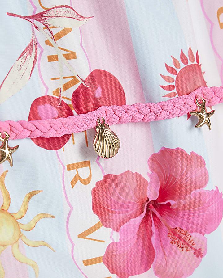 River Island Girls Blue Stripe La Mer Swimsuit