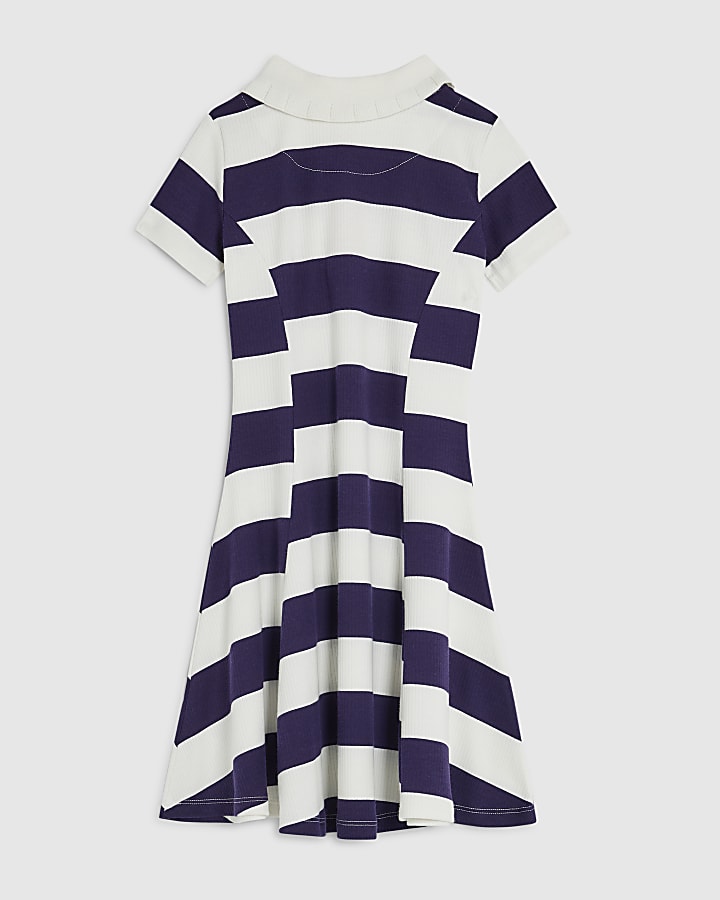 River Island Girls Blue Stripe Polo Dress