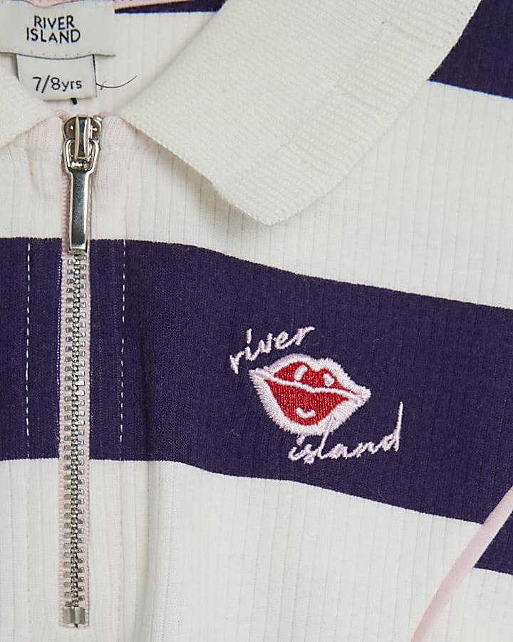 River Island Girls Blue Stripe Polo Dress