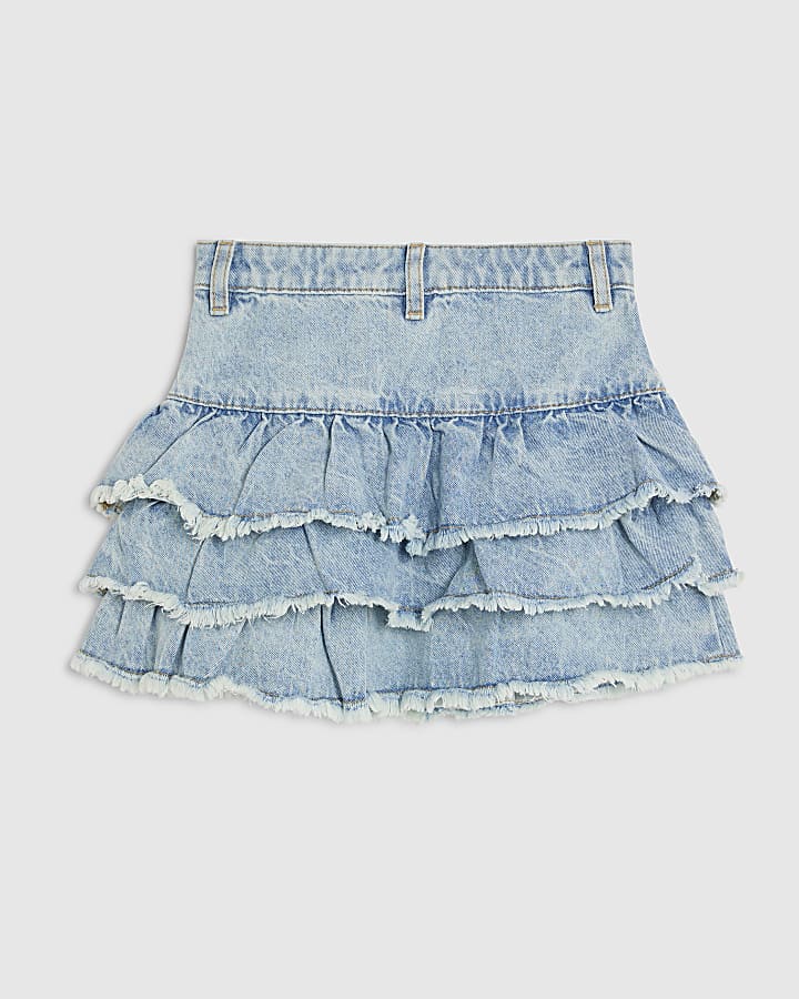 River Island Girls Blue Tiered Skirt