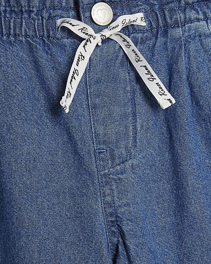 river island Girls Blue Wide Leg Pull On Jeans