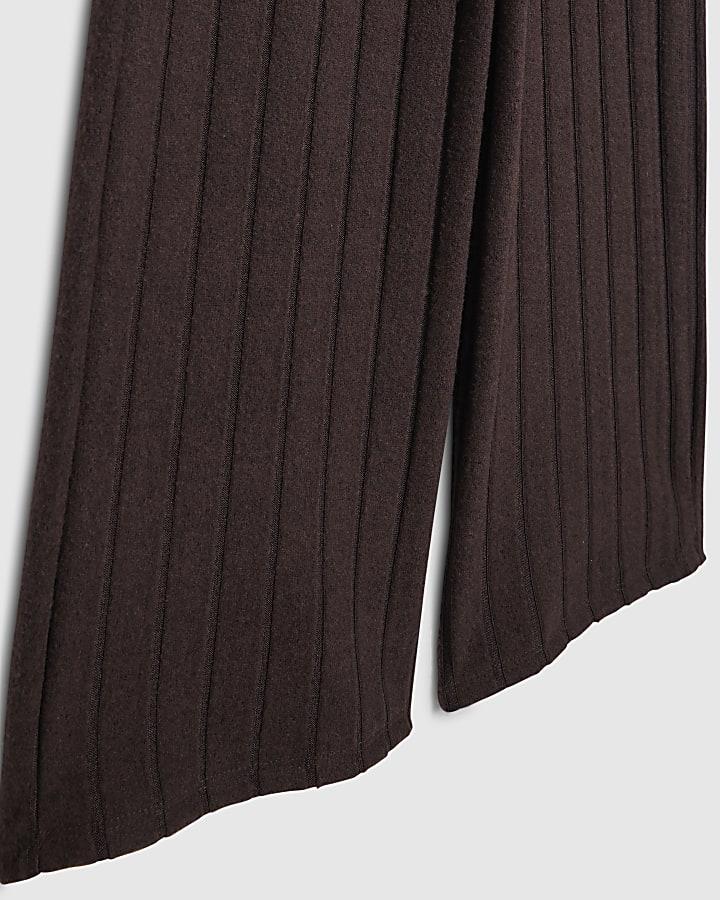 river island Girls Brown Cosy Ribbed Top Set