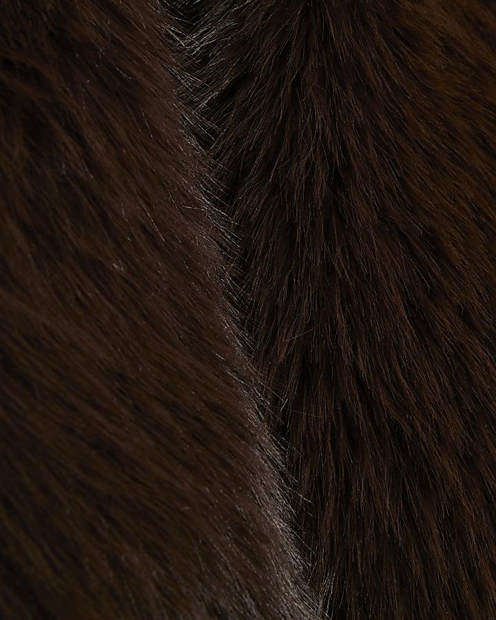 river island Girls Brown Faux Suede Coat
