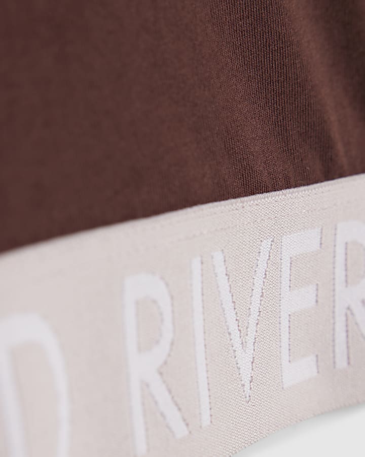 River Island Girls Brown RI Waistband Crop Top