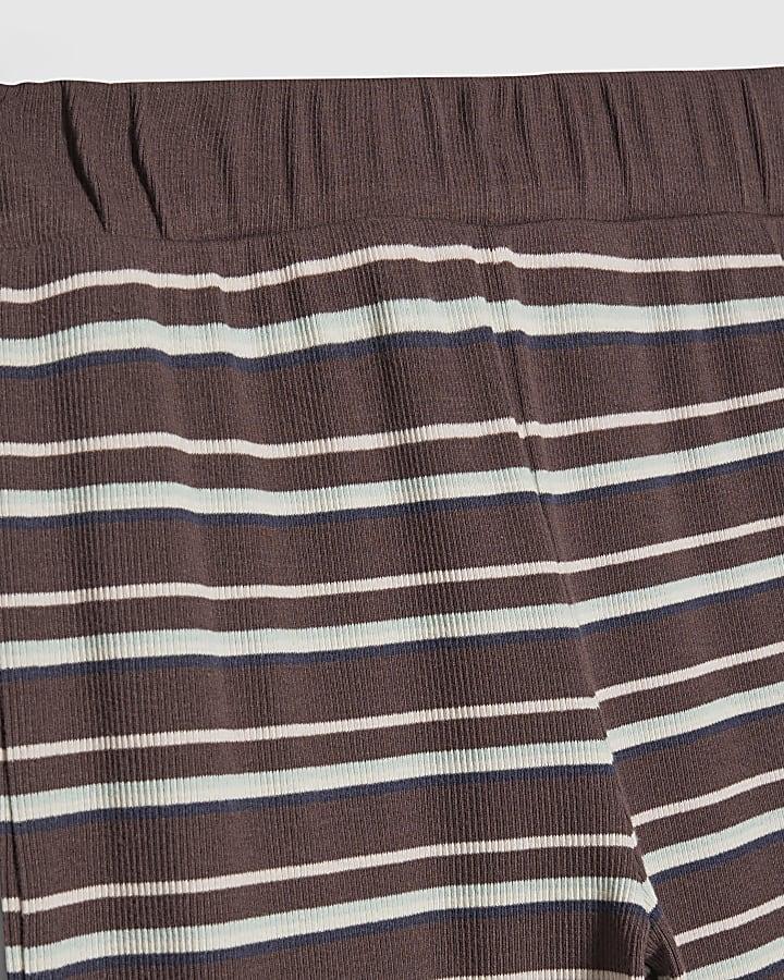 River Island Girls Brown Stripe Wide Leg Trousers