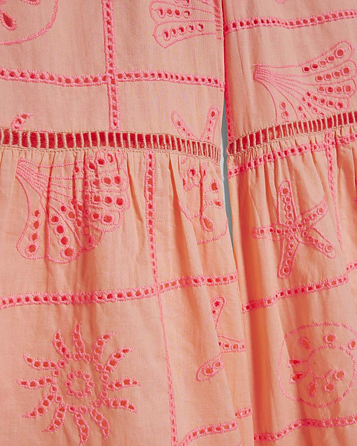 river island Girls Coral Tiered Broderie Top Set