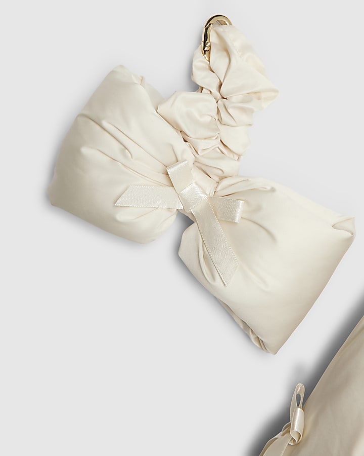 river island Girls Cream 3D Bow Padded Jacket