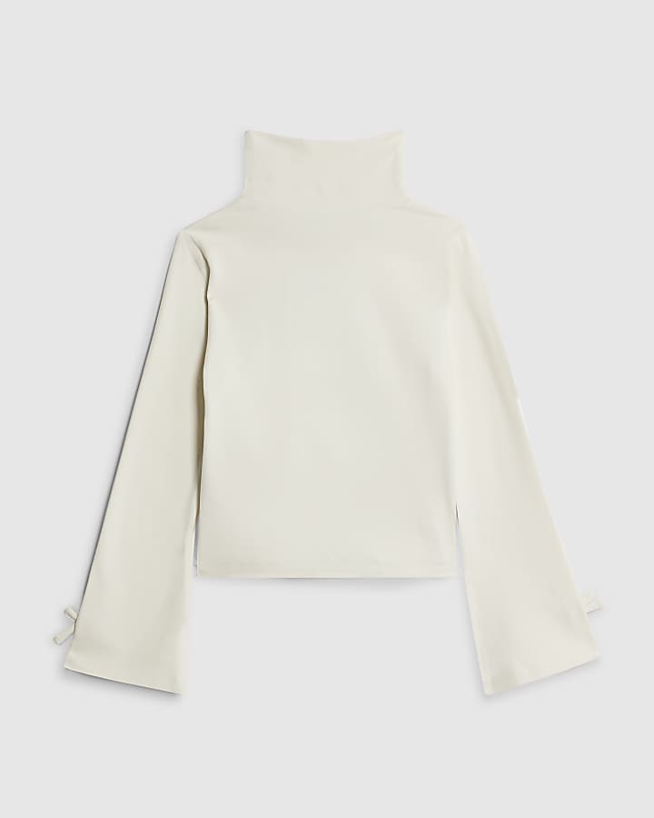River Island Girls Cream Bow Cosy Top