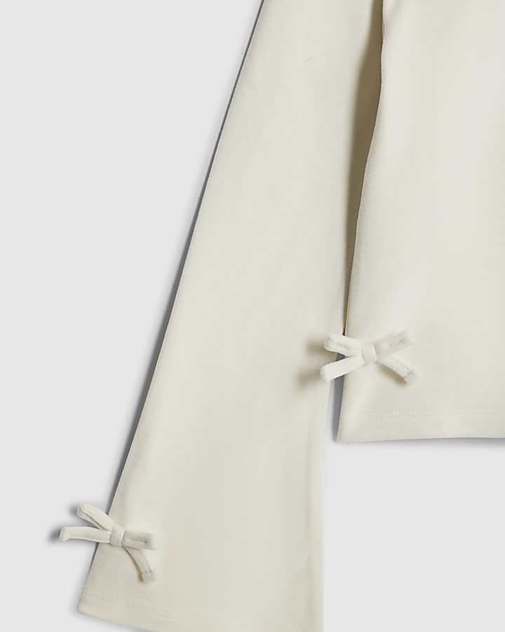 River Island Girls Cream Bow Cosy Top