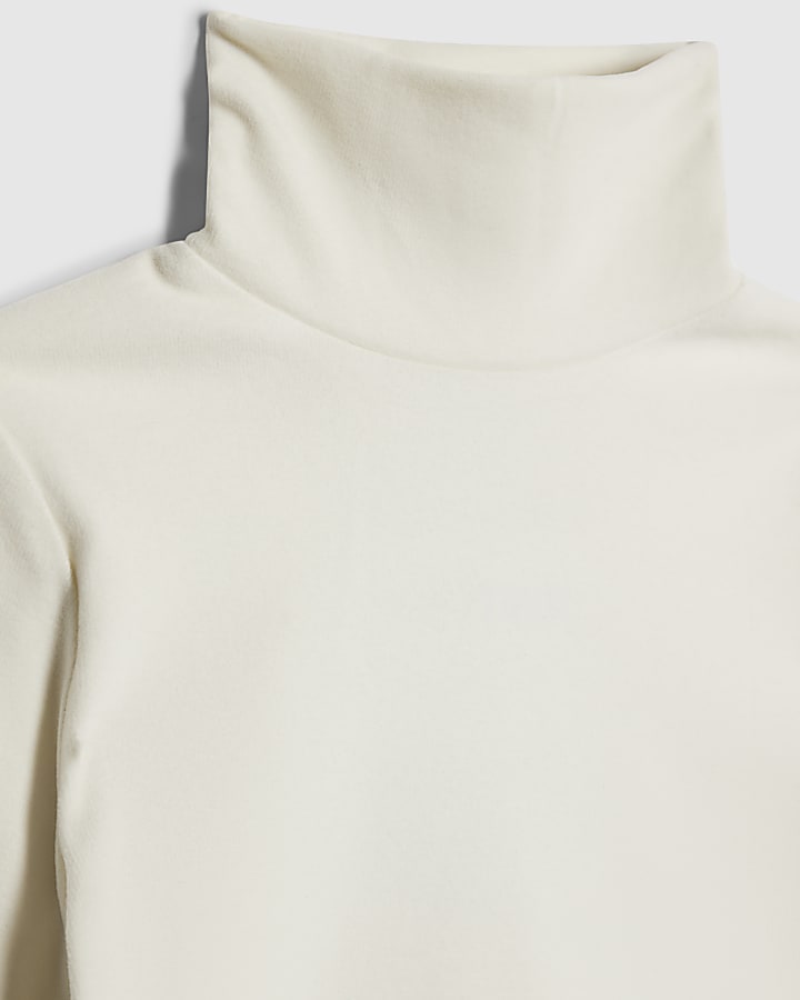 river island Girls Cream Bow Cosy Top