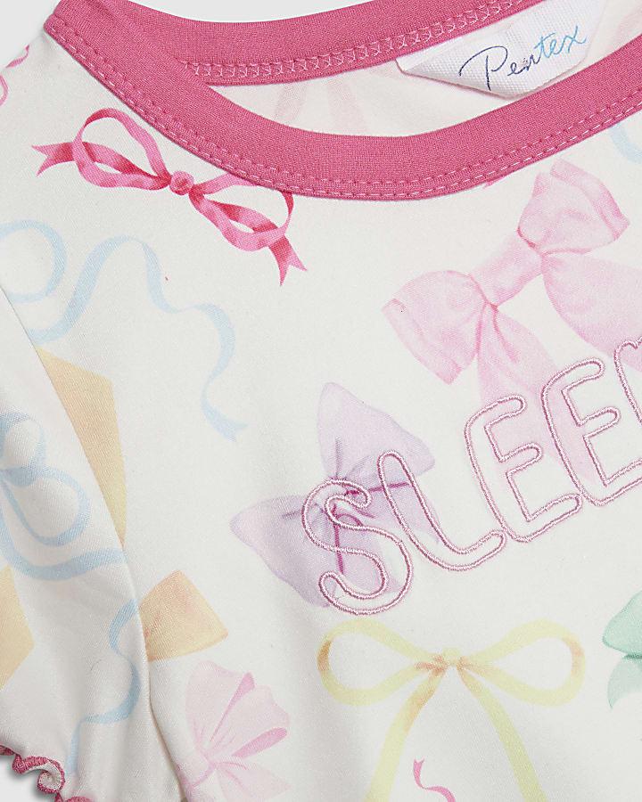 River Island Girls Cream Bow Pyjamas Set