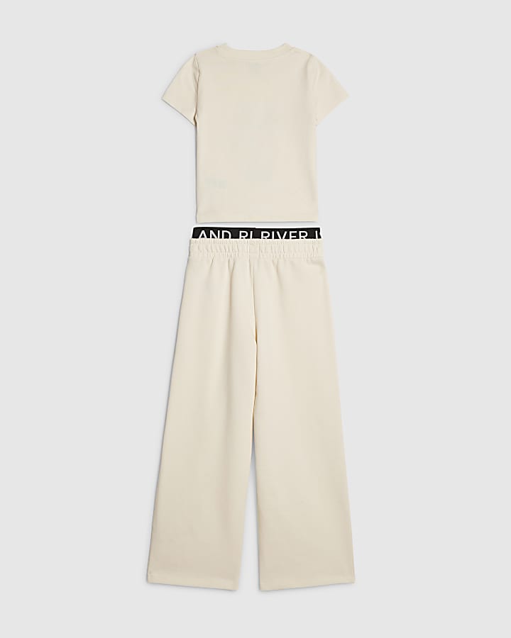 River Island Girls Cream Bubble Queen T-Shirt Set