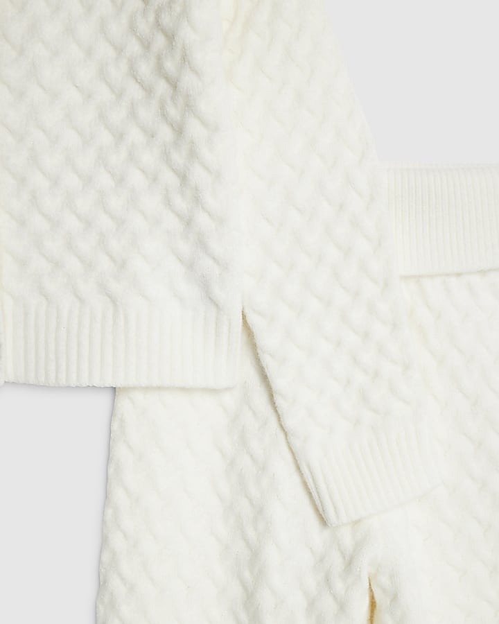 River Island Girls Cream Cable Cardigan Set