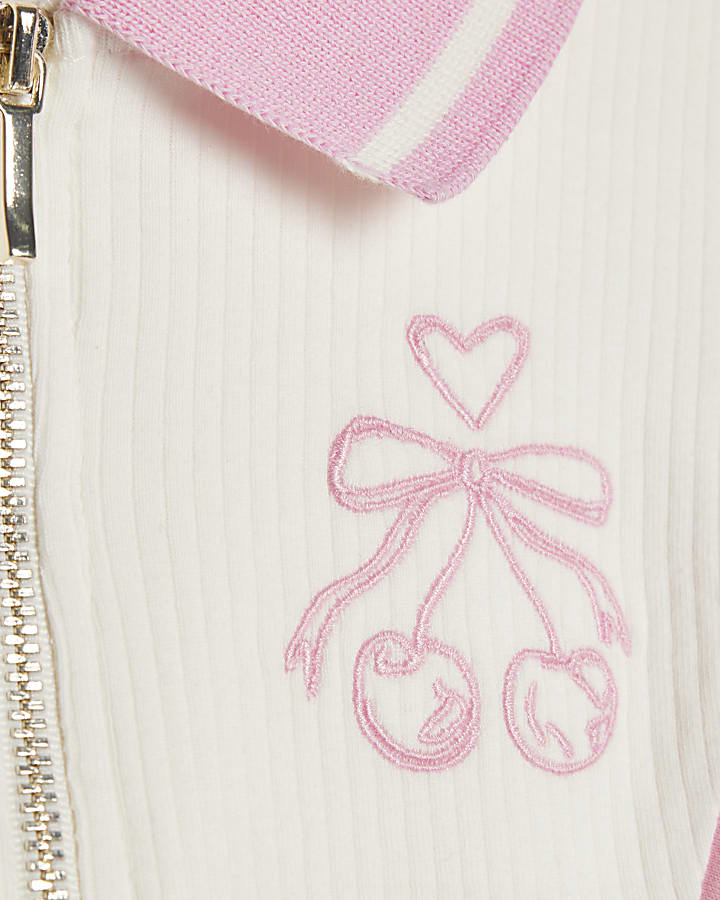 River Island Girls Cream Cherry Polo Dress